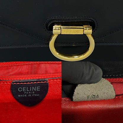 CELINE Handbag leather black Gancini Metal Women