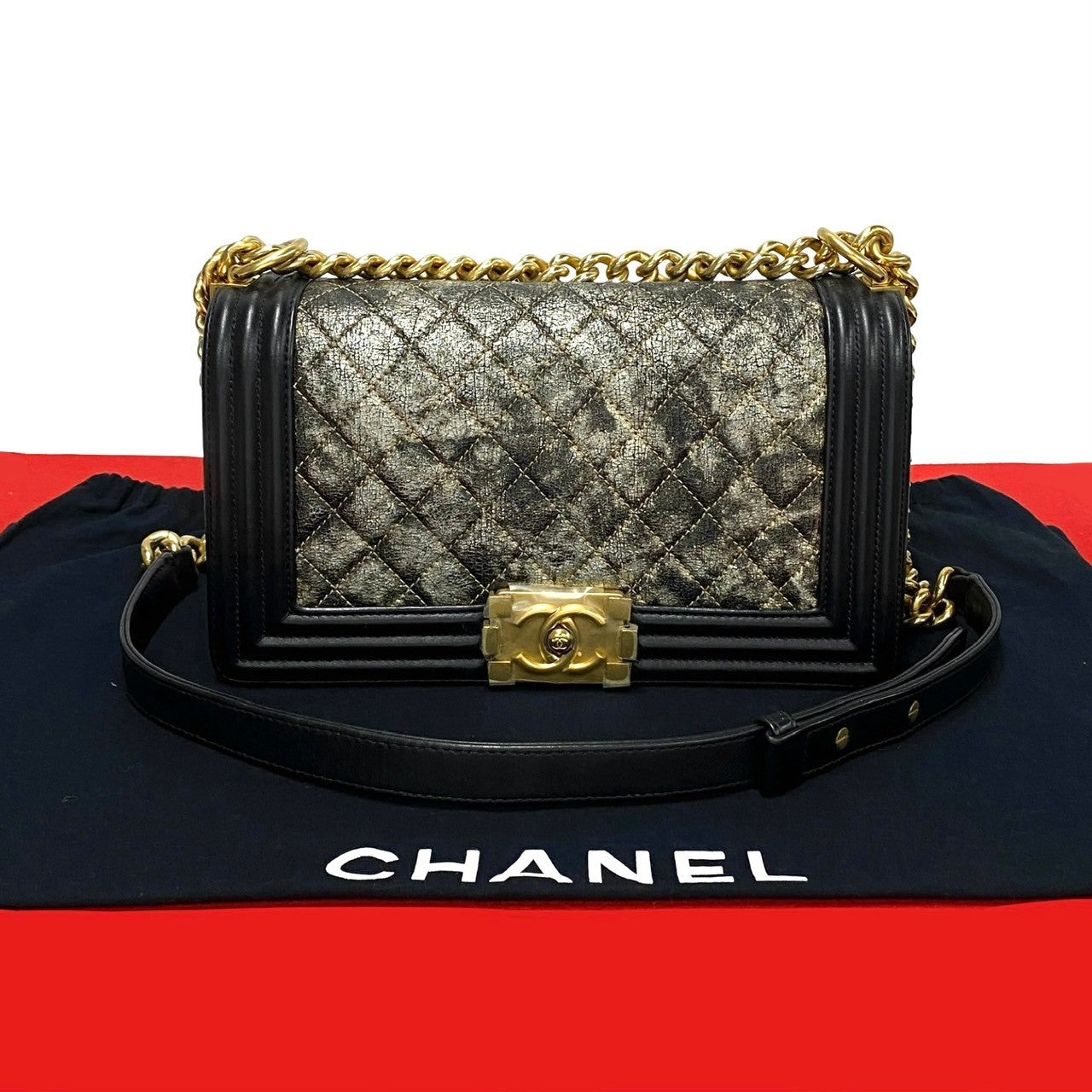 CHANEL Shoulder Bag leather black Boy chanel