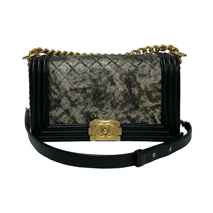 CHANEL Shoulder Bag leather black Boy chanel