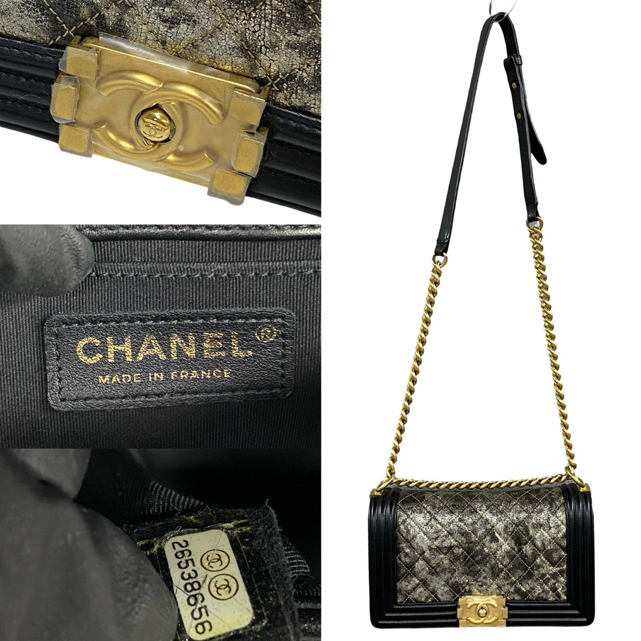CHANEL Shoulder Bag leather black Boy chanel