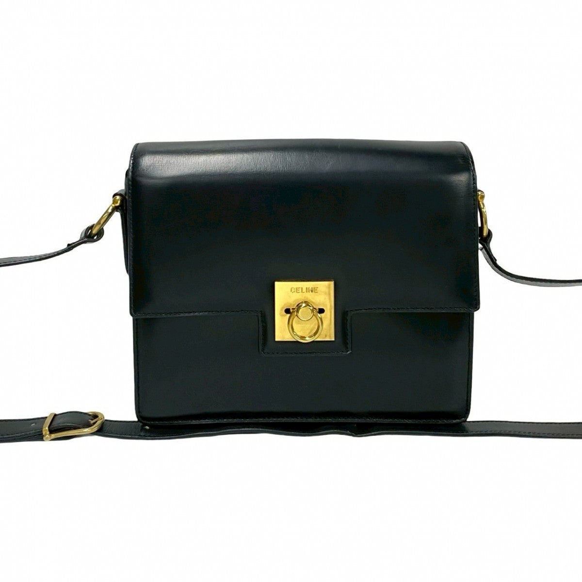 CELINE Shoulder Bag Calfskin, Leather black logo ringMetal Women