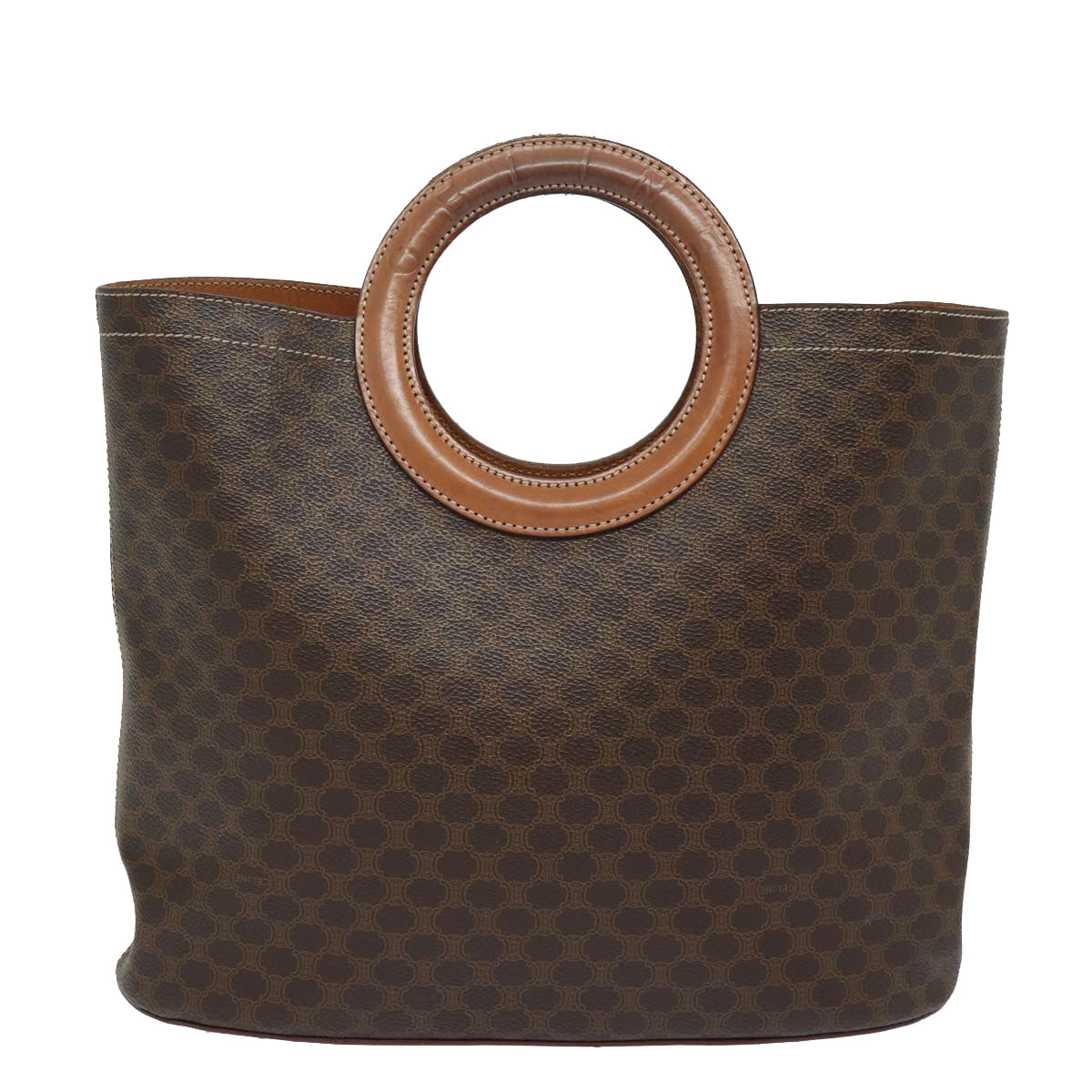 Luxury CELINE Macadam Canvas Hand Bag PVC Leather Brown  80613
