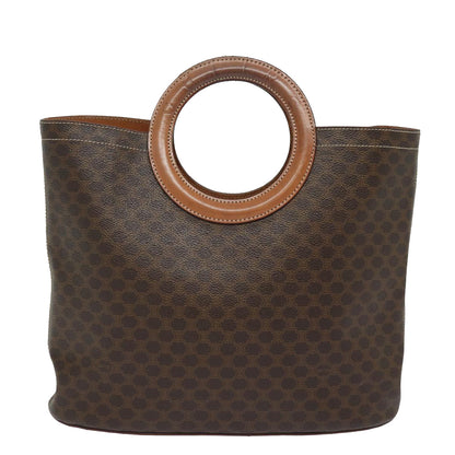 Luxury CELINE Macadam Canvas Hand Bag PVC Leather Brown  80613