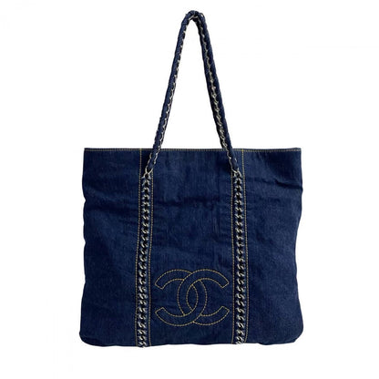 CHANEL Tote Bag denim blue COCO Mark Women
