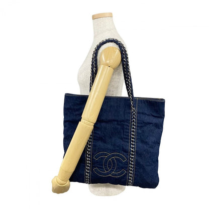 CHANEL Tote Bag denim blue COCO Mark Women