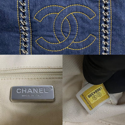 CHANEL Tote Bag denim blue COCO Mark Women