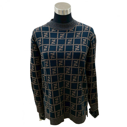 FENDI sweater Acrylic, Wool Navy FF Zucca Pattern Women