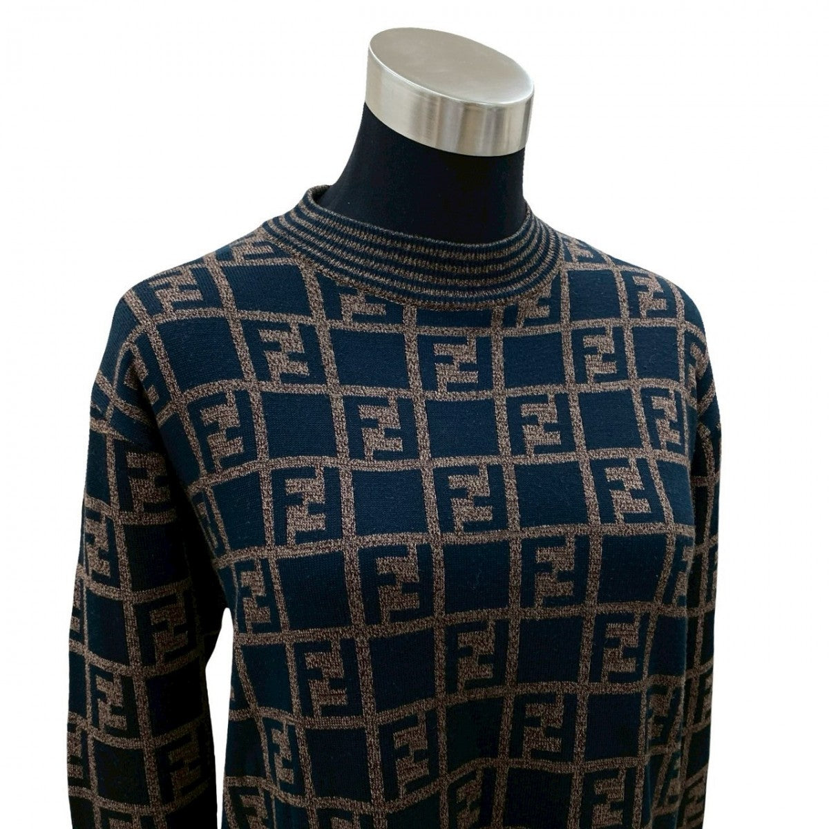FENDI sweater Acrylic, Wool Navy FF Zucca Pattern Women
