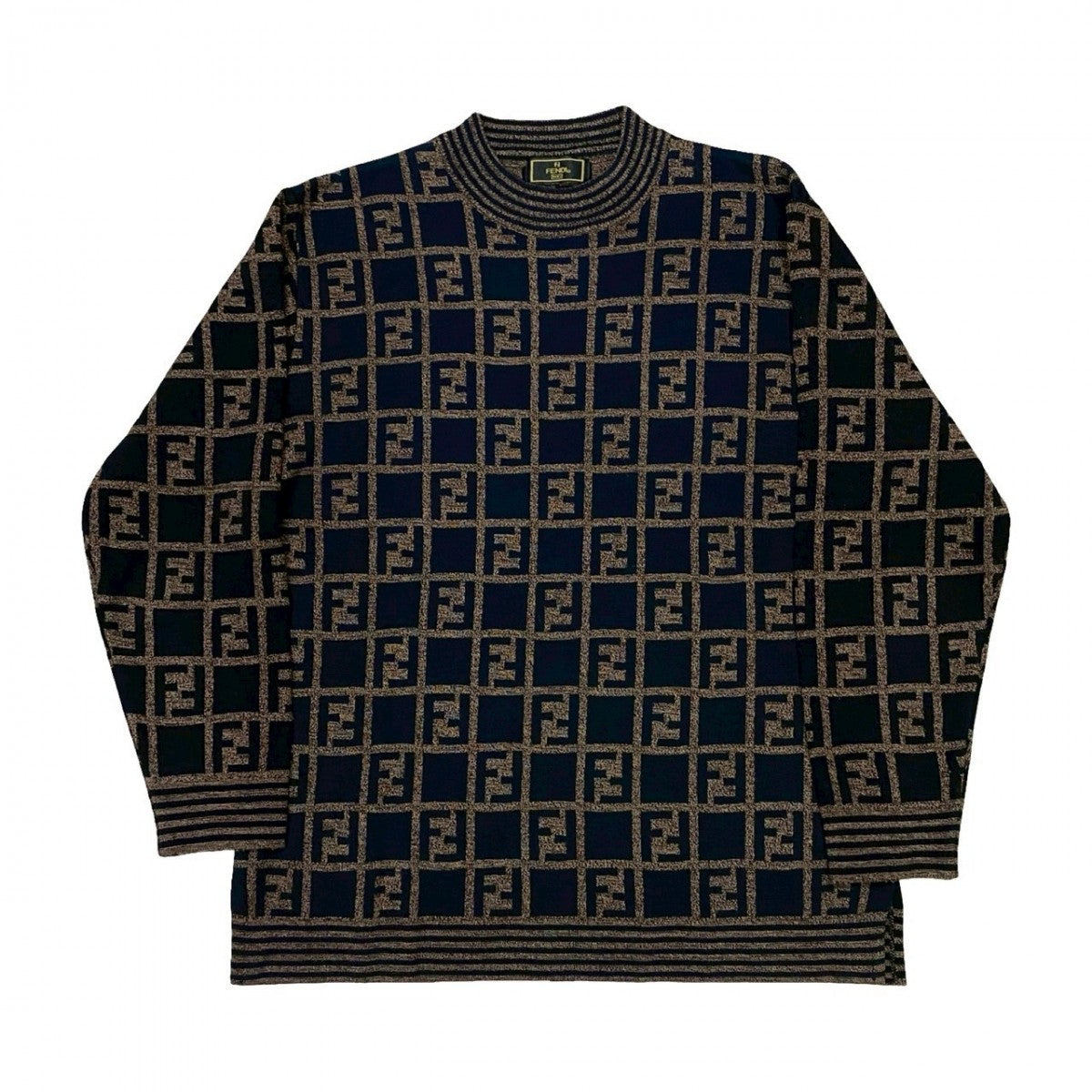 FENDI sweater Acrylic, Wool Navy FF Zucca Pattern Women
