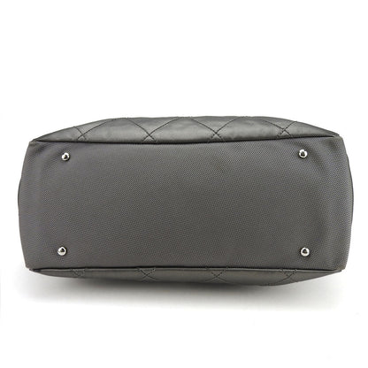 CHANEL Tote Bag Coated canvas Silver Paris Biarritz GM