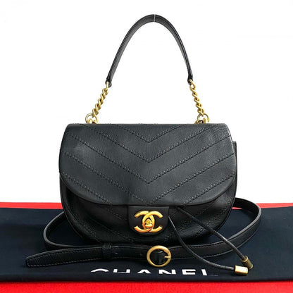 CHANEL Shoulder Bag leather black COCO Mark Women