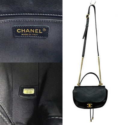 CHANEL Shoulder Bag leather black COCO Mark Women