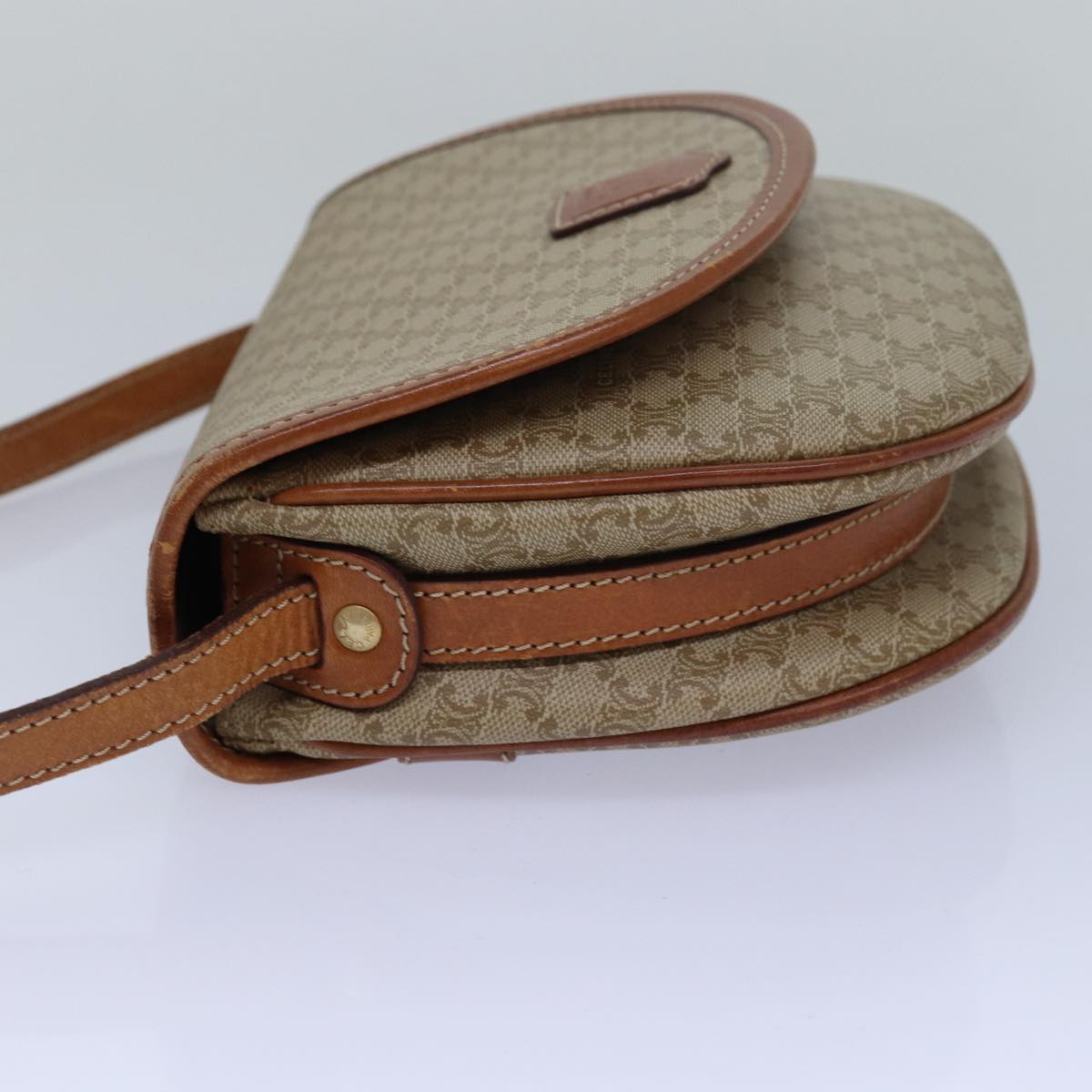 Luxury CELINE Macadam Canvas Shoulder Bag Beige  80815