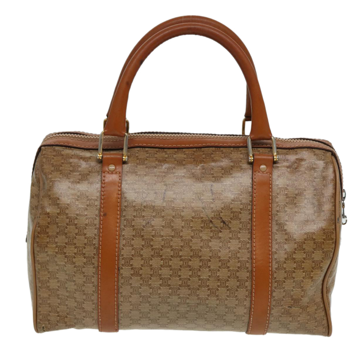 Luxury CELINE Macadam Canvas Mini Boston Bag Beige  80875