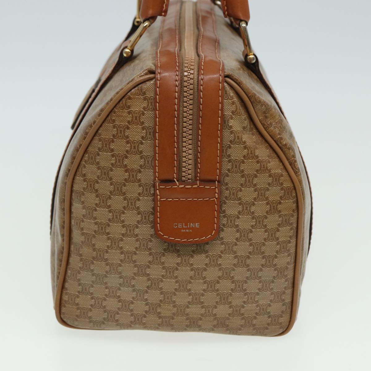 Luxury CELINE Macadam Canvas Mini Boston Bag Beige  80875