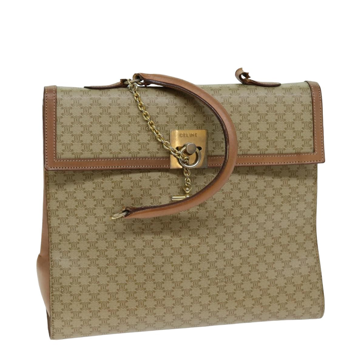 Luxury CELINE Macadam Canvas Hand Bag Beige  80878
