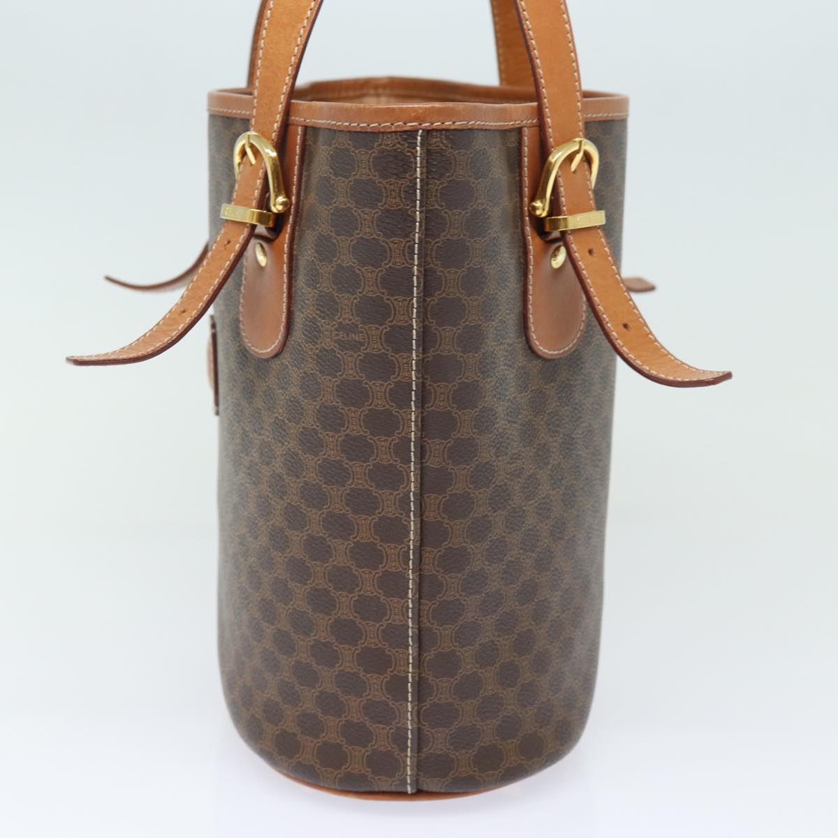 Luxury CELINE Macadam Canvas Hand Bag PVC Leather Brown  80879