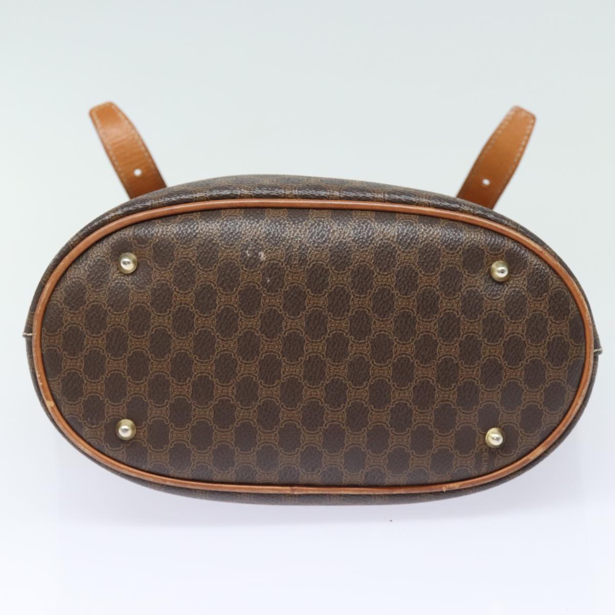 Luxury CELINE Macadam Canvas Hand Bag PVC Leather Brown  80879