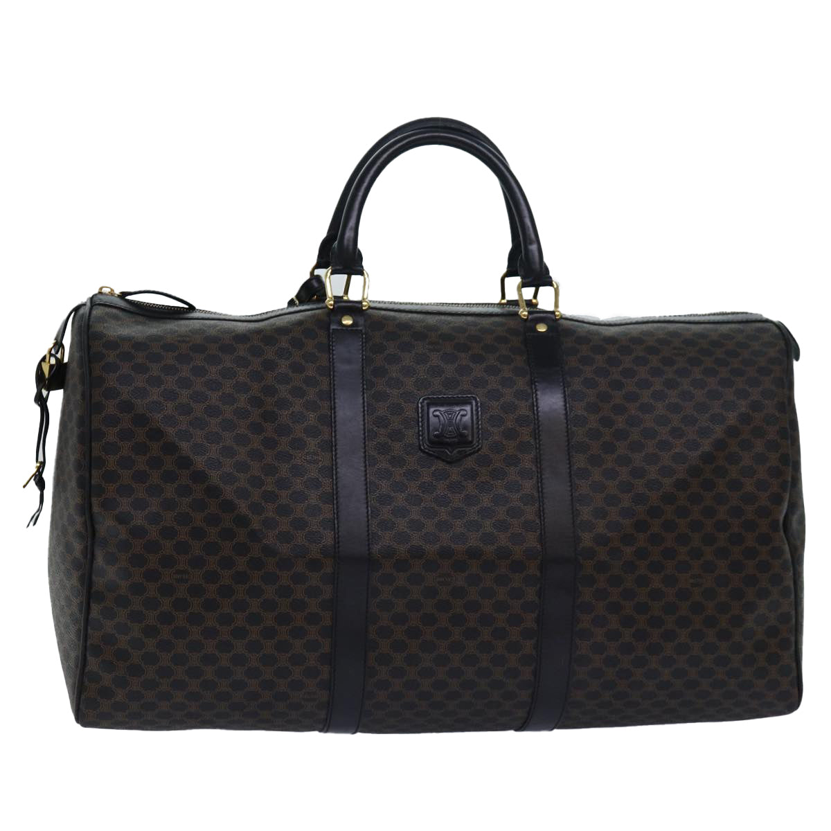 Luxury CELINE Macadam Canvas Boston Bag PVC Leather Black  80880