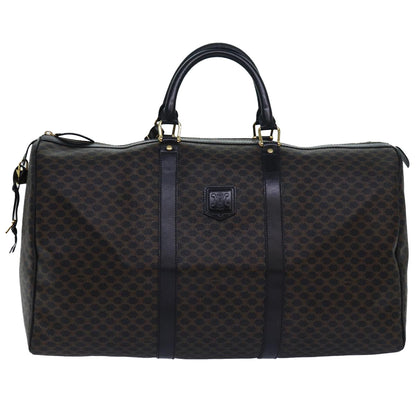 Luxury CELINE Macadam Canvas Boston Bag PVC Leather Black  80880