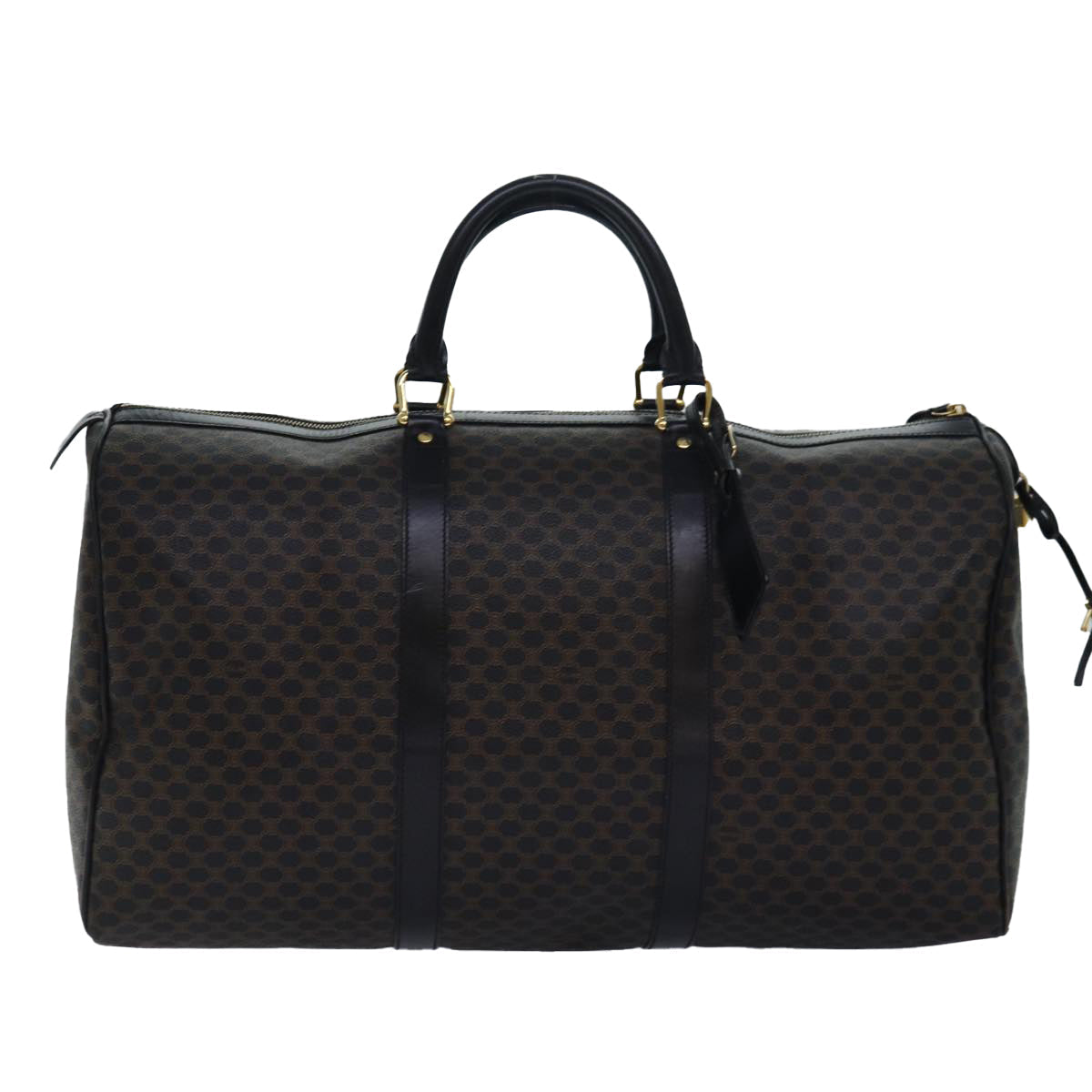 Luxury CELINE Macadam Canvas Boston Bag PVC Leather Black  80880