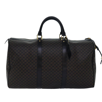 Luxury CELINE Macadam Canvas Boston Bag PVC Leather Black  80880