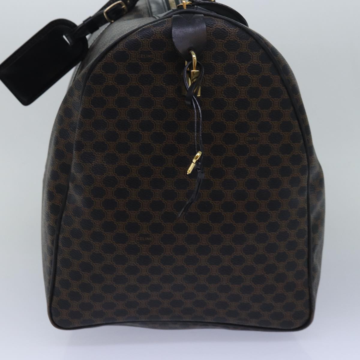Luxury CELINE Macadam Canvas Boston Bag PVC Leather Black  80880