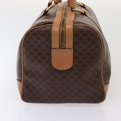 Luxury CELINE Macadam Canvas Boston Bag PVC Leather Brown  80881