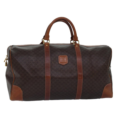 Luxury CELINE Macadam Canvas Boston Bag PVC Leather Brown  80882