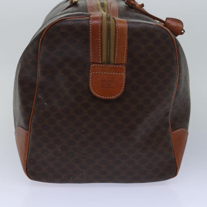 Luxury CELINE Macadam Canvas Boston Bag PVC Leather Brown  80882