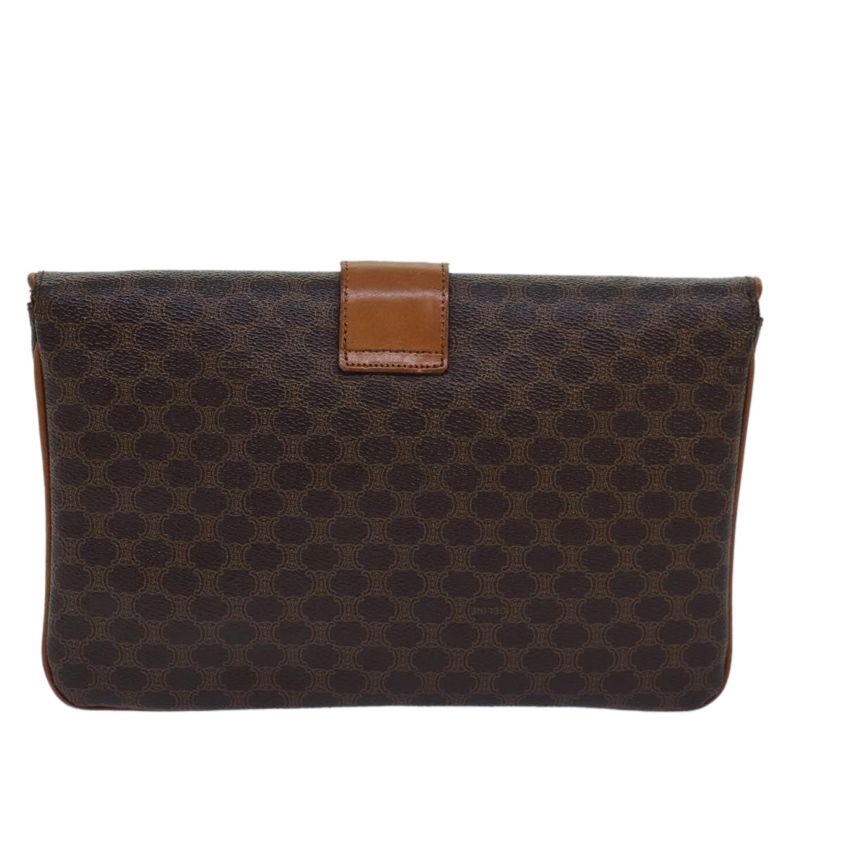 Luxury CELINE Macadam Canvas Clutch Bag PVC Leather Brown  80936