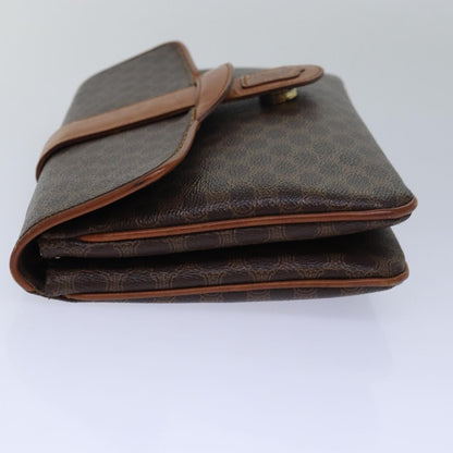Luxury CELINE Macadam Canvas Clutch Bag PVC Leather Brown  80936