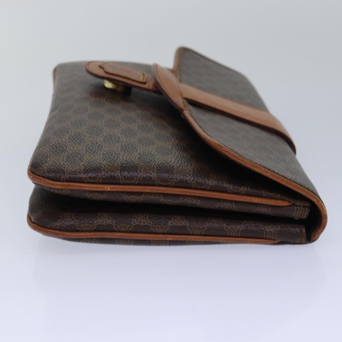 Luxury CELINE Macadam Canvas Clutch Bag PVC Leather Brown  80936
