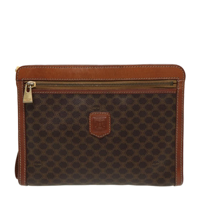 Luxury CELINE Macadam Canvas Clutch Bag PVC Leather Brown  80976