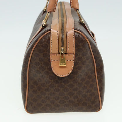 Luxury CELINE Macadam Canvas Boston Bag PVC Leather Brown  80990
