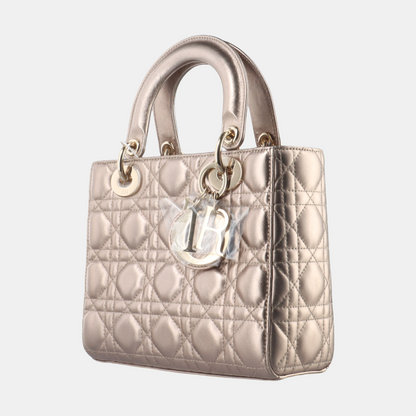Lady Dior ABCdior Small Pink Irediscent and Metallic Cannage Lambskin Handbag