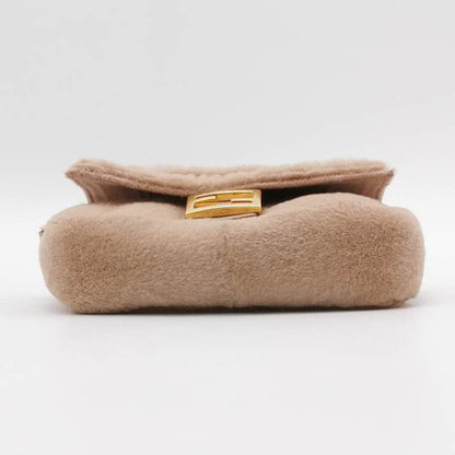 Fendi Nano Baguette Charm Pink Mink Fur with Chain