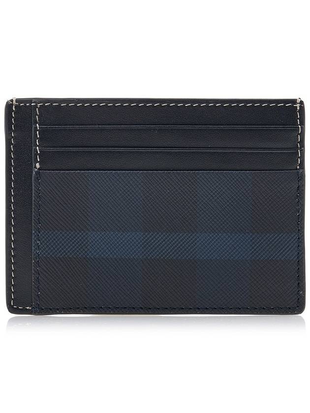 Luxury Burberry Check Print Money Clip Card Wallet Navy