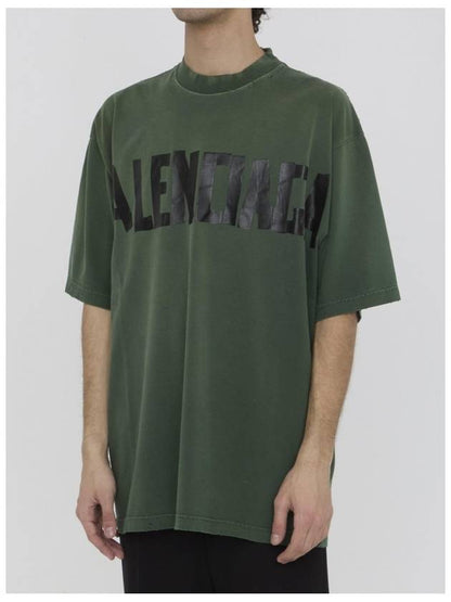 Luxury Balenciaga Trending 2025 Tape Type Short Sleeve T-Shirt Green