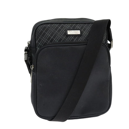 Luxury Burberry Nova Check Shoulder Bag Nylon Canvas Black Auth 81016