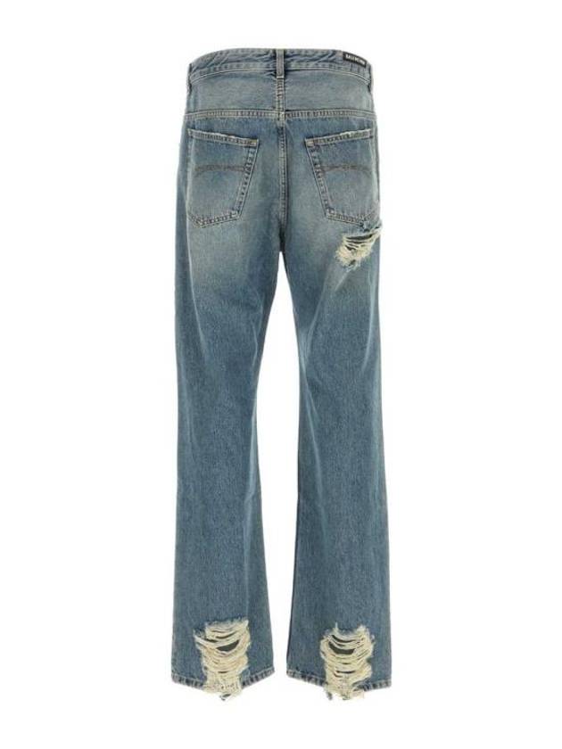 Luxury Balenciaga Trending 2025 Distressed Denim Straight Jeans Blue