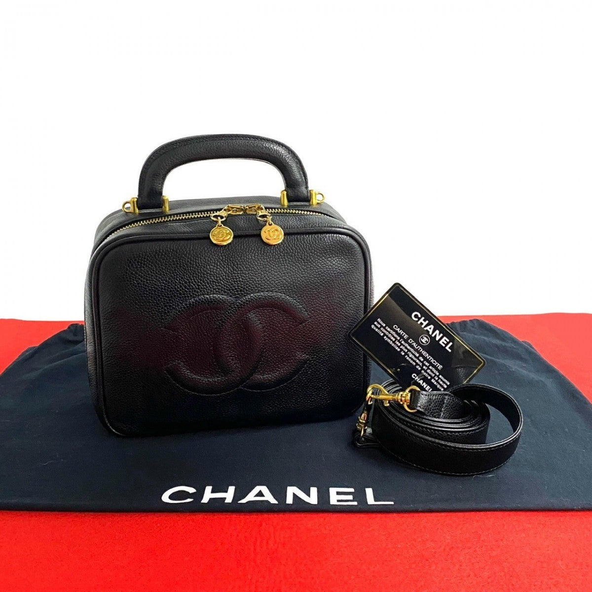 CHANEL Shoulder Bag Matt caviar skin black COCO Mark Women