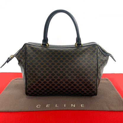 CELINE Handbag Leather, PVC black Macadam Blason Triomphe Pattern Women