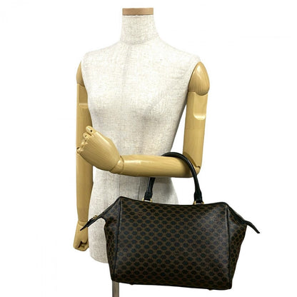 CELINE Handbag Leather, PVC black Macadam Blason Triomphe Pattern Women