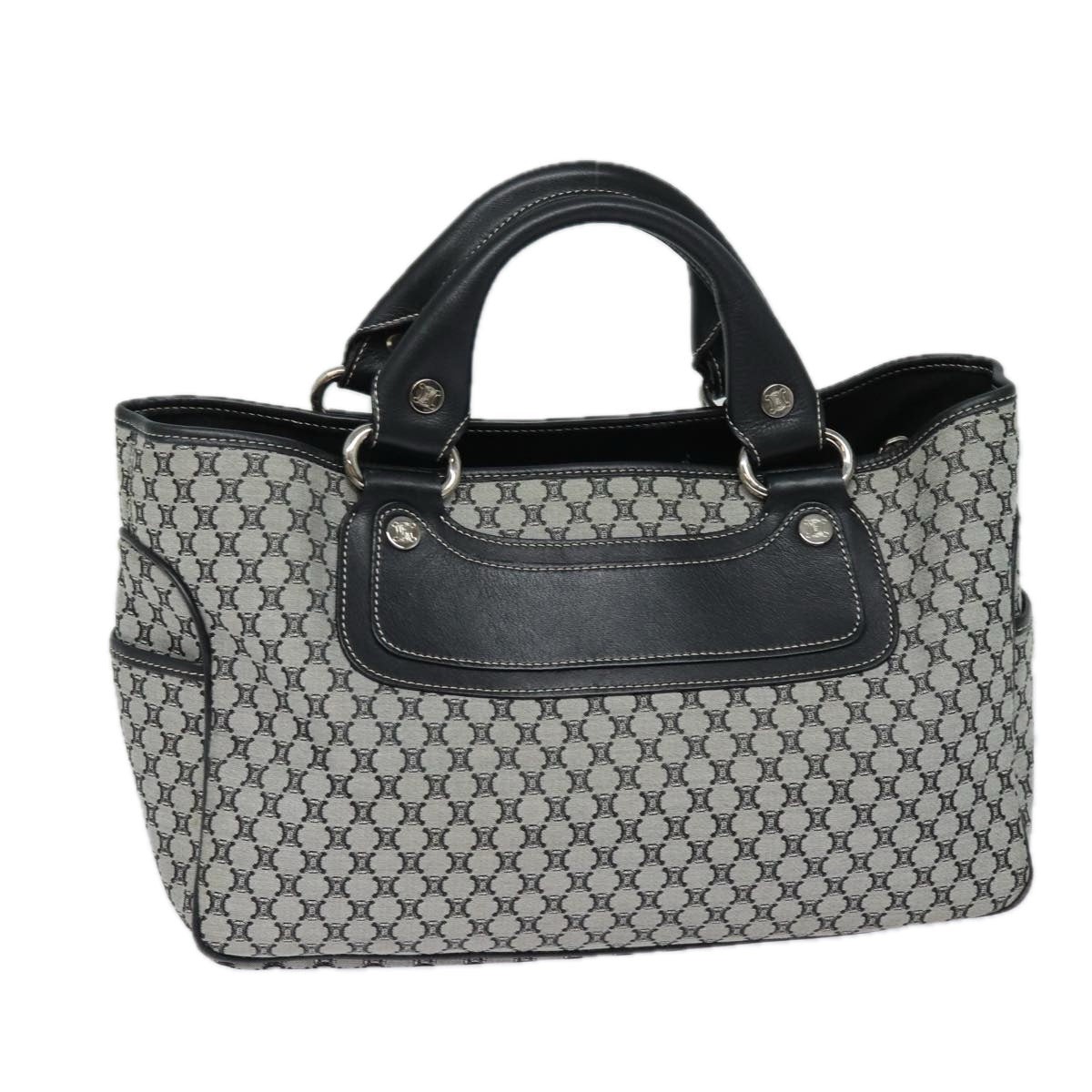 Luxury CELINE Triomphe Hand Bag Canvas Navy  81135