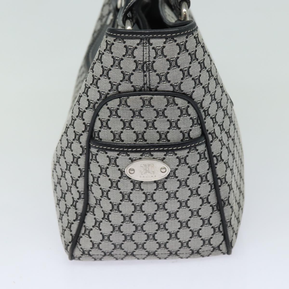 Luxury CELINE Triomphe Hand Bag Canvas Navy  81135