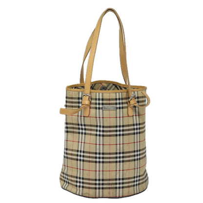 Luxury BurberrySs Nova Check Blue Label Shoulder Bag Canvas Beige Auth 81140