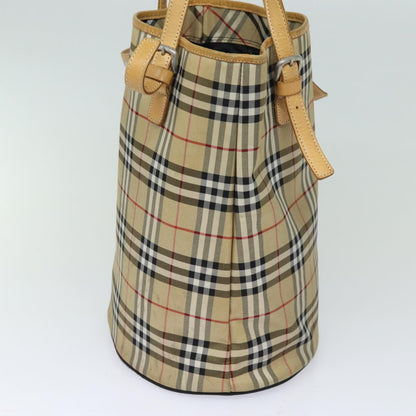 Luxury BurberrySs Nova Check Blue Label Shoulder Bag Canvas Beige Auth 81140