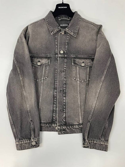 Luxury Balenciaga Trending 2025 Notre Dame Print Denim Jacket Black