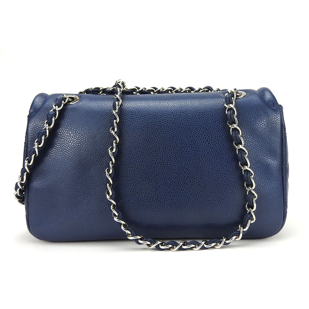 CHANEL Shoulder Bag Caviar skin Navy Matrasse